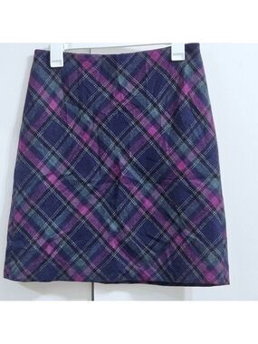 NWOT TABLOTS Purple Plaid Wool Skirt Sz 2